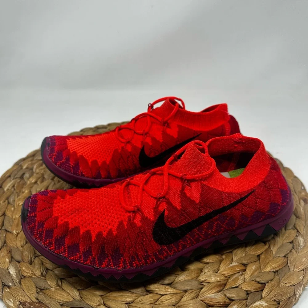 Nike Free 3.0 Flyknit Running Shoes Bright Crimson University Red Size 7 Women's - Picture 4 of 9